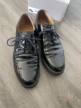 Franco Sarto Black Patent Lace-Up Flats